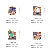 cheap U.S. 250th Anniversary-4pcs U.S. 250th Anniversary Enamel Pins Patriotic Metal Badge Set, Cartoon USA Flag, Statue of Liberty &amp; Bald Eagle, Creative Collectible Accessories for Clothing &amp; Gifts