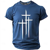  Crosses Faith Bible Christian Three Crosses Men's Minimalist Religious Graphic T Shirt Crew Neck Short Sleeve Inspirational Gift for Him Church Worship Wear Designer Clothing Apparel
