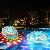 Недорогие Подводное освещение-Перезаряжаемый фонтан для бассейна с подсветкой, плавающий фонтан для надземного бассейна, насос для фонтана с якорем, модернизированный плавающий насос для фонтана в бассейне или пруду.