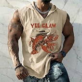preiswerte Camisetas tropicales de vacaciones-Herren-Weste im Western-Boho-Vintage-Stil mit Kapuze, ärmellos, mit Kapuze, Grafikprint, aus Baumwoll-Leinen-Mischgewebe, ausgefranstem Saum, lockerer Passform, Sommer-Casual-Design, Größen S, M, L,