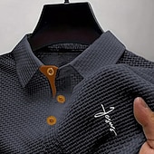baratos Polo Clássico Masculino-Homens Polo de seersucker Ice Silk Camisa de golfe Casual Trabalho Lapela Manga Curta Básico Moderno Cruz Jacquard Botões Verão Primavera Normal Azul Preto Branco Azul Marinha Cinzento Escuro Azul