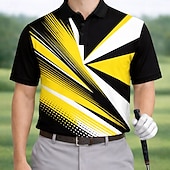 abordables Polo de golf para hombre-Hombre Geométrico Golf Camisetas polo deportivas Manga Corta Camisas de polo Camisas con cuello Casual Ropa Deportiva Ropa Cotidiana Impresión 3D Botones Verano Primavera Negro