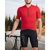 tanie Męskie koszulki-Męskie Koszulka rowerowa Jeden kolor Krótki rękaw Rower Dżersej Top z 3 tylnymi kieszeniami Odporny na UV Szybkie wysychanie Kieszeń na plecach Odvádí pot Sport Czarny Biały Czerwony Odzież