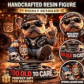 cheap Sculptures-Too Old To Care Dashboard Bobblehead, Handmade Resin French Bulldog Biker Figurine Funny  Gift for Dad to Old Man Office Car Decor Gift, Handmade Collectible