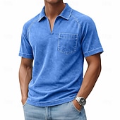economico Polo classica da uomo-Per uomo Polo Camicia 100% cotone lavaggio acido Casuale Lavoro Bavero Manica Corta Moda Essenziale Semplice Vintage ▾ angosciato Estate Primavera Tutte le stagioni Vestibilità regolare Verde chiaro