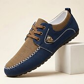 voordelige Casual Veterschoenen-Herenschoenen in blauwbruin met veters, comfortabele loafers met contrasterend paneel, geschikt voor dagelijks gebruik, reizen, autorijden, kantoor, weekendoutfits en een stijlvolle casual herenlook.