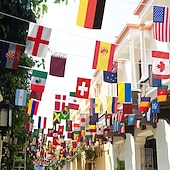 Χαμηλού Κόστους Παγκόσιος Αγώνας Ποδοσφαίρου 2026-48 χώρες με σημαίες από κορδόνι για διακοσμήσεις Παγκοσμίου Κυπέλλου Ποδοσφαίρου 2026, πανό με σημαίες διπλής όψης από ύφασμα με κορδόνι για ποδοσφαιρικό μπαρ, κλαμπ, κήπο, αθλητικό πάρτι, διακόσμηση