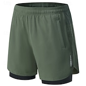 baratos Calções de corrida-Homens Shorts de Corrida Calções atléticos Shorts de Academia Bolsos 2 em 1 Com forro de compressão Calção Casual Diário Esporte Verão Primavera Secagem Rápida Leve Pavio Humido Treino de Ginástica