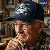  Gedenkkappe zur Artemis-II-Mondmission, bestickte Baseballkappe mit Weltraummotiven, verstellbare Astronauten-Mondlandungs-Souvenirkappe für Männer und Frauen, Weltraumfans