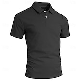  Homens Pólo Camisas Polo Casual Rua Lapela Manga Curta Básico Moderno Tecido Leve Botões Verão Primavera Normal Preto Branco Azul Claro Pólo