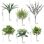 levne Umělé rostliny a zeleň-Venkovní umělé rostliny odolné proti UV záření - 12 kytic, realistické umělé eukalyptové kapradiny, levandulové zeleně na terasu, zahradu, přední verandu, dekoraci, odolné proti povětrnostním vlivům,