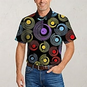  Ρετρό / Βίντατζ Χίπισσα Δεκαετία '70 Πουκάμισο Κοντά μανίκια Χίπισσα Γεωμετρικό Ρετρό Φανταχτερή Φόρεμα Ανδρικά μουσικό φεστιβάλ Πάρτι Καθημερινά Ρούχα Ενηλίκων Πουκάμισο Ανοιξη καλοκαίρι