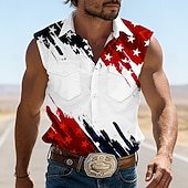  Hombre Bandera estadounidense de los Estados Unidos 4 de julio, 250 aniversario de Estados Unidos camisa occidental Camisa vaquera Camisa sin mangas Sin Mangas Patriótico Exterior Festivos Verano