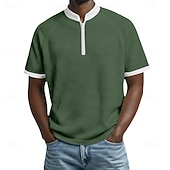 זול חולצת פולו קלאסית לגברים-בגדי ריקוד גברים חולצות פולו וופל חולצות פולו קזו'אל יומי רבע מיקוד שרוולים קצרים אופנתי בסיסי קולור בלוק רוכסן קל משקל קיץ אביב רגיל שחור לבן בורגנדי כחול נייבי כחול סקיי סגול חולצות פולו וופל