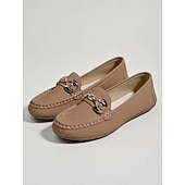 voordelige Damesinstappers &amp; loafers-Dames Groene Kettingdetail Loafers – Comfortabele Instapschoenen voor Dagelijks gebruik Wandelen Reizen en Casual Uitjes