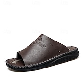 billige Uformelle sandaler-hvite slip-on-mulesandaler for menn, perforerte, pustende komforttøfler, minimalistisk, avslappet stil for menn, perfekt for hjemmet, ferien, feriestedet og sommerens daglige bruk.
