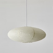 ieftine Lumini insulare-Lampă pandantiv ovală wabi sabi din hârtie, stil japonez, lampă de tavan minimalistă suspendată, candelabru modern cu felinar din hârtie pentru sufragerie, dormitor, living