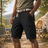 billiga Klassisk-Herr Cargobyxor Cargo-shorts Shorts Casual shorts Ficka Elastisk midja Slät Knelängd Ledigt Utomhus Streetwear Mode Streetwear 다크 카키 Svart Oelastisk