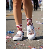  Adidași slip-on din pânză pentru femei cu steagul SUA cu ocazia aniversării de 250 de ani a Statelor Unite - imprimare patriotică cu steagul american încălțăminte casual ușoară și respirabilă pentru
