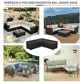 abordables Fundas para Muebles de Patio-Funda para muebles de jardín, funda para sofá esquinero en forma de L, funda impermeable para sofá de ratán, para muebles de jardín, conjunto de asientos, sofá esquinero, conjunto de salón esquinero,