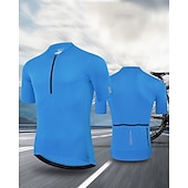 tanie Męskie koszulki-Męskie Koszulka rowerowa Jeden kolor Krótki rękaw Rower Dżersej Top z 3 tylnymi kieszeniami Odporny na UV Szybkie wysychanie Kieszeń na plecach Odvádí pot Sport Czarny Biały Czerwony Odzież