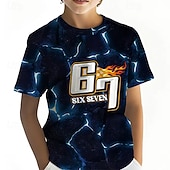 preiswerte Jungen 3D Sport &amp; Spiel-Jungen 3D Grafik Farbverläufe Lustiger Slang 67 T-Shirt Kurzarm 3D-Druck Sommer Frühling Sport Mode Streetwear Kinder 4-12 Jahre Rundhalsausschnitt Lässig Täglich Outdoor Normale Passform