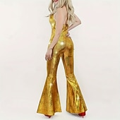 voordelige Outfits-Retro vintage Schijf Jaren '80 Jumpsuit Mouwloos Schijf Glanzend metallic Halternek Kostuum Dames muziekfestival Feest Nachtclub Volwassenen Jumpsuit Zomer