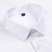 Недорогие Men's Dress Shirts-Men's Shirt Dress Shirt Button Up Shirt Plain Daily Business Light Blue Black White Pink Short Sleeve Turndown Spring All Seasons Clothing Apparel