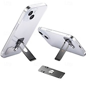 tanie Uchwyt na telefon-Zestaw 2 podstawek do telefonu komórkowego, ultracienki metalowy stojak na tył telefonu, składany, regulowany uchwyt pionowy/poziomy do iPhone'a 17 16 15, Samsunga, uniwersalny, minimalistyczny,
