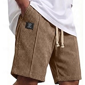 abordables Bermudas estilo casual-Hombre Pantalón corto Pantalones cortos de verano Pantalones cortos casuales Pantalones cortos de pana Bolsillo Cintura elástica Plano Comodidad Transpirable Longitud de la rodilla Exterior Playa