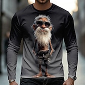 abordables Camisetas 3D-Hombre Old Man Camiseta Manga Larga Camiseta Impresión 3D Cuello Barco Camisa Casual Diario Vacaciones Calle Azul Piscina Negro Rojo Verano Primavera Otoño Ropa S M L XL 2XL 3XL