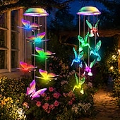 abordables Éclairages pour allées-colibri &amp;Carillon lumineux solaire papillon étanche pour extérieur, lot de 2, idéal pour le jardin, la terrasse, le balcon, la cour, la villa, la décoration estivale et les anniversaires. Parfait pour