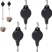 abordables Floreros y cestas-2/4/6 poleas para plantas, cesta colgante retráctil, polea con gancho descendente para cesta de jardín