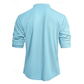 preiswerte Lässiges Henley-T-Shirt-Herren T Shirt Waffel-Henley-Hemd Henley Hemd Langarmshirt Langarm Henley Sommer Frühling Einfach Mode Streetwear Freizeit Knöpfe Lässig Täglich Urlaub Blau Schwarz Weiß Top T-Shirt für Herren