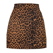 economico Gonne grafiche-Per donna Gonna in finta pelle scamosciata Moda Casual Mini Vita Alta Gonne Leopardo Stampato Micro-elastico Quotidiano Streetwear Marrone Verde Beige Primavera