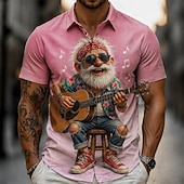  Homme Joueur guitariste Personnage de dessin animé Vieil Homme Chemise Chemise d'été Chemise Boutonnée Manche Courte Drôle Vintage Rétro Quotidien Extérieur Vacances Été Printemps Col Rabattu