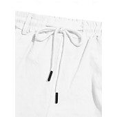 billige Ferie-Herre Shorts Lin Shorts Sommershorts Strandshorts Snorer Lomme Elastisk midje Ensfarget Komfort Pustende Kort Avslappet Daglig Strand Ferie Mote Svart Hvit Uelastisk