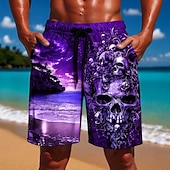 abordables Rétro Vintage &amp; Éthique-Homme Vintage Eau de mer Crânes Maillots de bain Maillots de bain shorts de bain Shorts de Surf Taille Moyenne Hawaïen Extérieur Vacances Poches Latérales doublure en maille Taille élastique avec