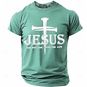  Hombre Jesús Camiseta Manga Corta Camiseta Impresión 3D Cuello Barco Camisa Moda Design Sencillo Casual Diario Fiesta Rojo Verano Primavera Ropa S M L XL XXL XXXL