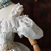 cheap Dresses-Rococo Baroque Ball Gown Floor Length Ball Gown Choker Short Sleeves Princess Bridal Royal Attire Off the Shoulder Ball Gown Square Neck Fancy Dress Women's Royal Halloween Carnival Masquerade Prom