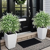 abordables Flores artificiales-Estaca de lavanda artificial de 20 pulgadas para decoración de exteriores, estacas blancas para jardín. &amp;Césped, plástico resistente que no se decolora, decoración para todas las estaciones.