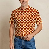  Retrò Vintage Hippie Anni '70 Camicia Maniche corte Hippie Geometrico Illusione ottica Retrò Costume Per uomo Festival Musicale Feste Abbigliamento quotidiano Adulti Camicia Primavera & Estate