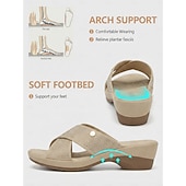 abordables Sandalias Cómodas-Sandalias de cuña con tiras cruzadas y pedrería verde para mujer: cómodas sandalias sin cordones con plantilla acolchada y tacón brillante de punta abierta, ideales para vacaciones y fiestas en el