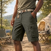 billiga Klassisk-Herr Cargobyxor Cargo-shorts Shorts Casual shorts Ficka Elastisk midja Slät Knelängd Ledigt Utomhus Streetwear Mode Streetwear 다크 카키 Svart Oelastisk