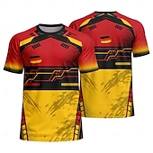  Germany Style Men's Soccer Jersey Geometric Athletic Summer Short Sleeve T-Shirt UPF 50 Quick Dry Breathable mesh fabric 2026 Soccer Fan Tee Tournament Football Gym Running Sports Yellow Black