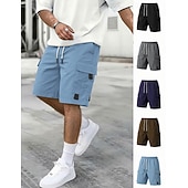 voordelige Vakantie-Voor heren Ladingbroek Cargoshorts Korte broek Casual korte broek Zak Elastische taille Effen Knielengte Casual Buiten Streetwear Modieus Streetwear Zwart Marineblauw Inelastisch