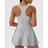 cheap Women's Tennis Dress-Women's Solid Colored Tennis Dress with Shorts Sports Dress Sleeveless Pocket Elastic Sweat-Wicking Breathable Tennis Golf Running Scoop Neck Dress Black White Green Tennis Clothing
