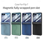 ieftine Carcasă Samsung-telefon Maska Pentru Samsung Galaxy Z Flip 7 Z Flip 6 Capac Spate și Protecție de Ecran PU piele