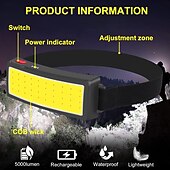 cheap Head Lights-COB Portable Floodlight Headlamp Built-in Rechargeable Lithium Battery Outdoor LED Super Bright Camping Headlight Fishing Lamp