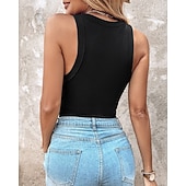  Dames Singlet Effen Modieus Stijlvol Casual Mouwloos Strakke ronde hals Normale tops Dagelijks Uitgaan Weekend Zwart Wit Geel Bruin Groen Zomer Lente